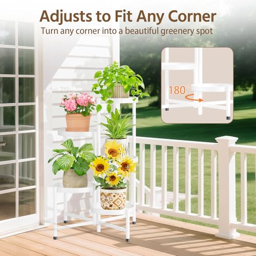 LASZOLA Plant Stand Indoor with 10 Inch Large Metal Tray, 5 Tier White - color: Snow White, size: 5 Tier