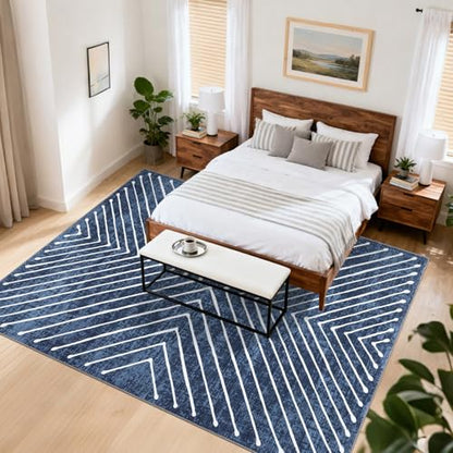 ROYHOME Area Rug 9x12 Living Room Rug Non Slip Modern Bedroom Soft Carpet - color: Navy, size: 9' x 12' (Rectangular)