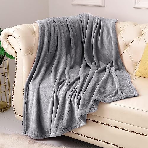 KMUSET Fleece Blanket Throw Size Grey Lightweight Super Soft Cozy Luxury Bed Blanket Microfiber Factory Shop (Pack of 24) - color: Grey, size: Throw(50"x60") (Pack of 24)