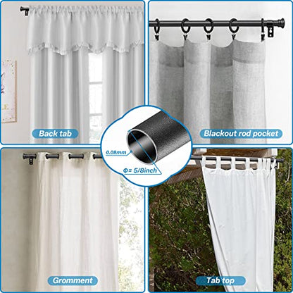 Black Curtain Rods, Small Curtain Rods for Windows 48 to 84 Inch, 5/8 Heavy Duty Matte Black Curtain Rod Set with Brackets, Adjustable Splicing Drapery Rod - color: Black, size: 48-84" (1pc)