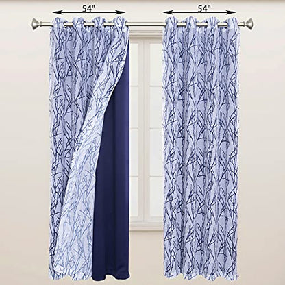 BONZER 침실 거실용 패널 4개 세트 믹스 앤 매치 커튼 - color: 인디고., size: 54"W x 63"L (Pack of 4)