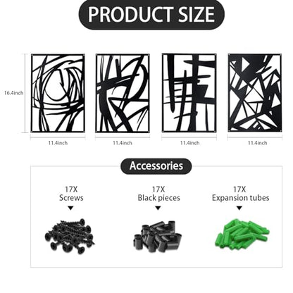 OYEFLY 4 Pack Abstract Metal Wall Art,Minimalist Art Decoration for Living Room Bedroom Bathroom Study (Black, 16 x 11inch) - size: 16 x 11inch
