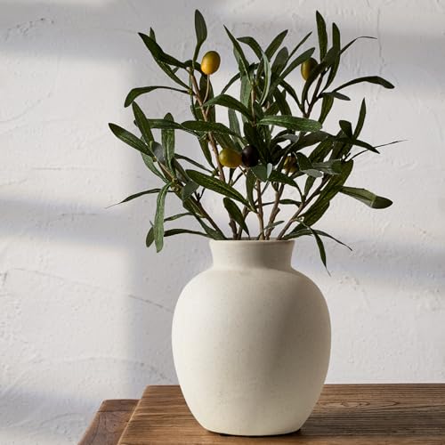 SIDUCAL Spotted Ceramic Modern Style Vase, 5.7 Inch Rustic Farmhouse Boho Vase for Home Decor, Terracotta for Table, Living Room, Wedding, Mantel Decoration, Speckled White - color: 18443-white