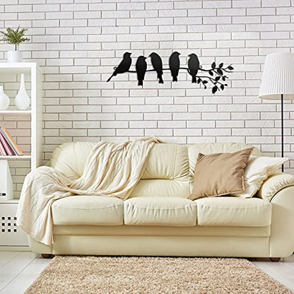 Ferraycle Metal Bird Wall Art, Birds on Branch Sculpture, Black - color: Black