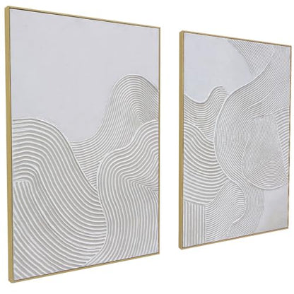 Zessonic Neutral Abstract 3D Textured Hand-Painted Thick Wall Art,28"x40"x2 - color: Tan, size: 28" x 40"