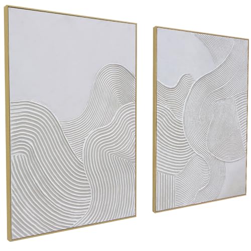 Zessonic Neutral Abstract 3D Textured Hand-Painted Thick Wall Art,28"x40"x2 - color: Tan, size: 28" x 40"