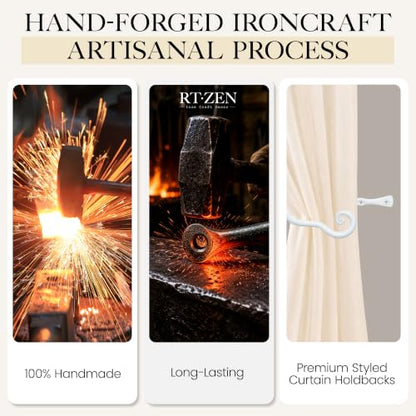 RTZEN Metal Curtain Tiebacks, Drapery Holders for Wall, 2 Pcs - size: Medium, style: Classic - W