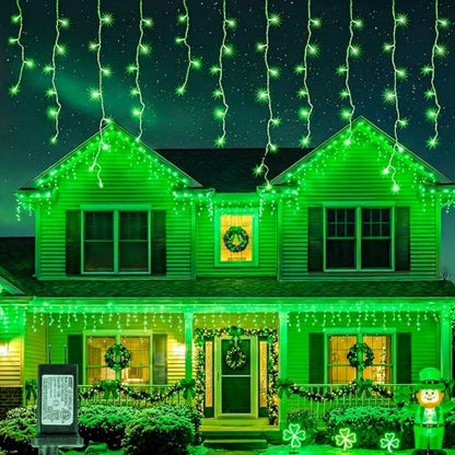 300LED Icicle Lights for Outside,Green Curtain Lights - color: Green