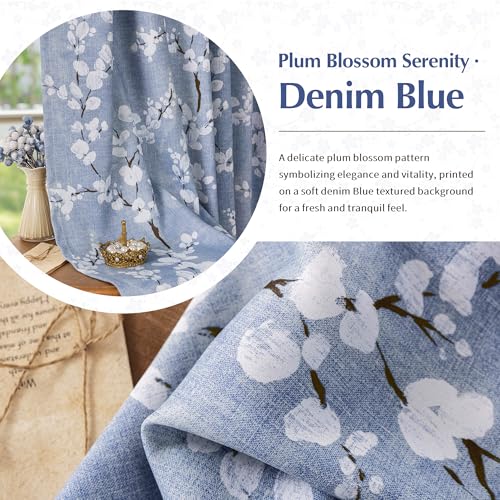 FMFUNCTEX Blue Blackout Floral Curtains, Bedroom, 100X84 Inches, 1 Panel - color: Blue, size: 100"W x 84"L (Pack of 1)