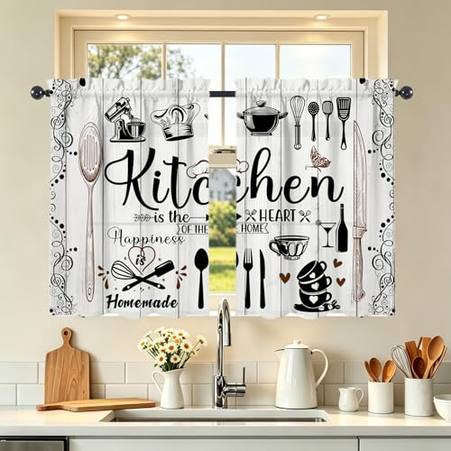 Farmhouse Kitchen Window Curtains Over Sink 27.5" W x 36" L - color: Rustic Farmhouse Kitchen Curtains, size: 27.5"W x 36"L (Pack of 2)