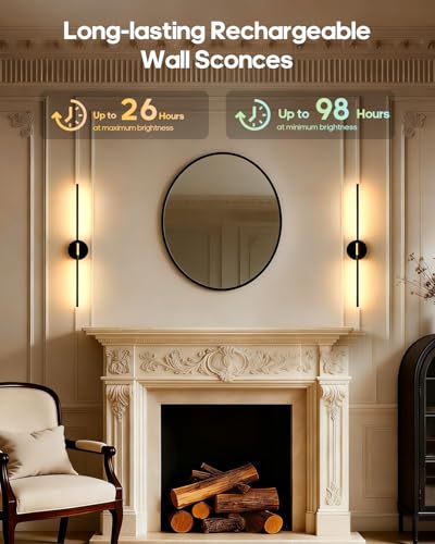 GOODEA Peel and Stick Wall Sconces, Battery Operated Wall Sconces Set of 2