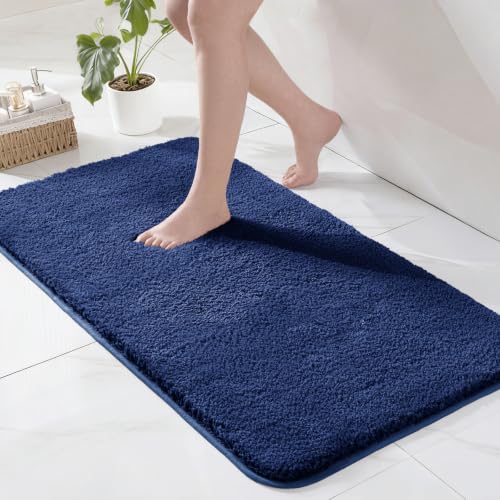 Exclusivo Mezcla Soft Absorbent Bathroom Rugs, Non-Slip Bath Mat, 24x36 - color: Navy Blue, size: 24"x36"(Rectangular)