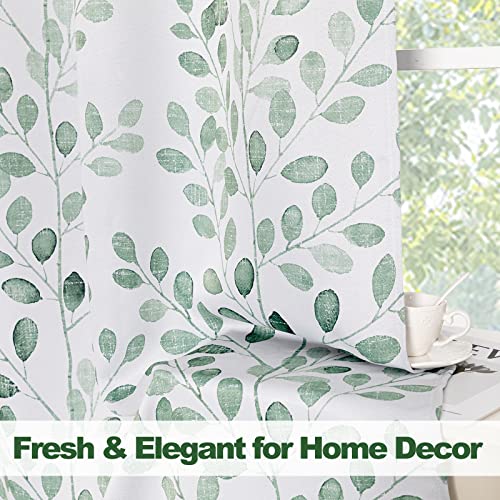 MYSKY HOME Green Leaf Curtains 72 Inch Length for Living Room Grommet 2 Pcs - color: Leaf-green, size: 52"W x 72"L (Pack of 2)
