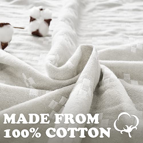 jinchan 100% Cotton Muslin Blanket Twin Boho Throw Blanket 50x60 Oatmeal - color: B. Cross Grey, size: 50"x60"