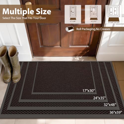 Front Door Mat Outside Entrance Entry Welcome Mat 17"x30" Brown - color: Brown, size: 17"x30"
