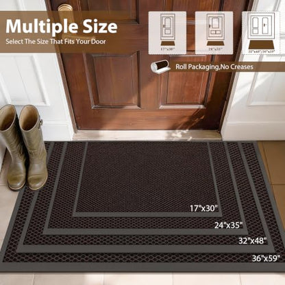Front Door Mat Outside Entrance Welcome Mat 24"x36" Brown 2x3 ft - color: Brown, size: 24"x36"