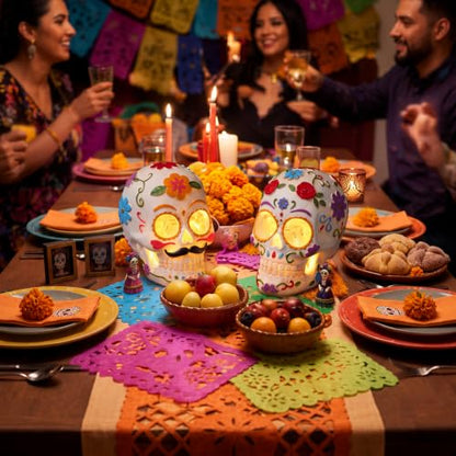 Fumete 2 Pcs Dia De Los Muertos Decorations - Day of The Dead Sugar Skull - style: Day of the Dead Skull
