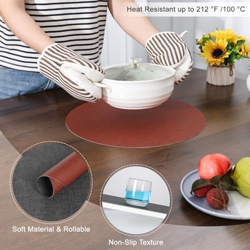 Myir JUN 14" Round Placemats Set of 4, Reversible Dual-Color Place Mats - color: Gray Terracotta