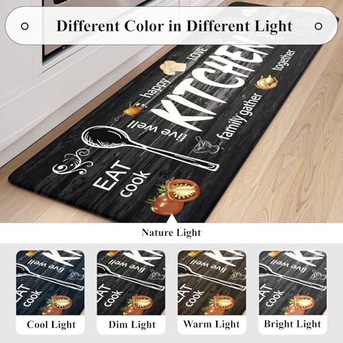 KIMODE Anti Fatigue Kitchen Mat 2PCS,Non Slip Waterproof Kitchen Rugs Grey - color: Kitchen/Grey, size: 59"L x 17.3"W x 0.47"Th + 29"L x 17.3"W x 0.47"Th