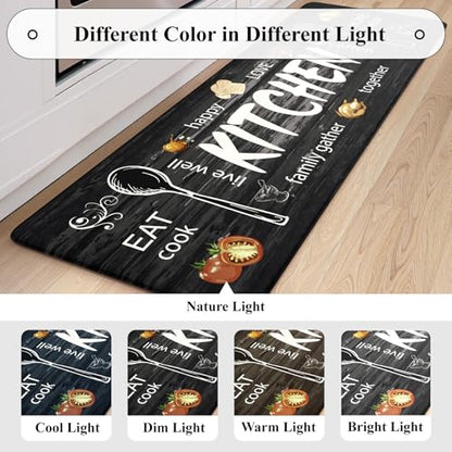 KIMODE Anti Fatigue Kitchen Mat 2PCS,Non Slip Waterproof Kitchen Rugs Grey - color: Kitchen/Grey, size: 59"L x 17.3"W x 0.47"Th + 29"L x 17.3"W x 0.47"Th