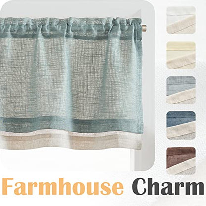 jinchan Kitchen Valance Curtain Double Layers, 50x16, 1 Panel, Frosty Green - color: Double Layer | Frosty Green, size: 50"W x 16"L (Pack of 1)