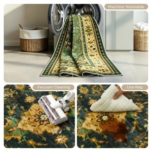 Joydeco Large Area Rugs for Living Room, Boho Non Slip Bedroom Rugs 8x10 - color: Green/Beige, size: 8' x 10' (Rectangular)