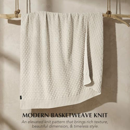 EVERGRACEHOME Chunky Chenille Knit Throw Blanket, Birch, 50" x 60" - color: Birch, size: 50" x 60"