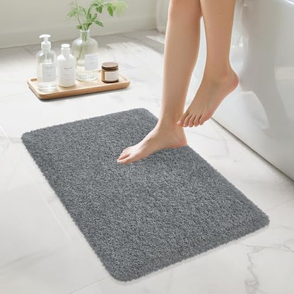 Bathroom Rugs Non Slip 24"x16" Soft Absorbent Bath Mat, Dark Gray - color: Dark Gray, size: 24" x 16" (Rectangular)