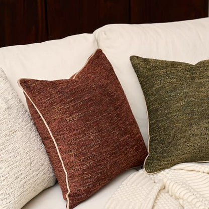 Yangest Chenille Pillow Cover 18 x18 Inches, Thick Textured Square Throw Pillow Cover Farmhouse Modern Soft Accent Couch Neutral Pillow Cover for Living Room Bedroom, Red - color: Red, size: 18" x 18" (Pack of 1)
