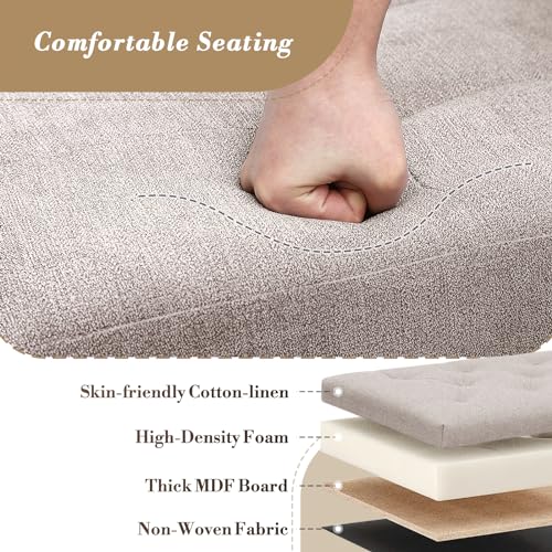 Athena Collection 30" Storage Ottoman Bench Folding Bench with 90L Hidden Storage, Large End of Bed Bench Linen Foot Rest Stool Chest with Flipping Lid for Living Room Bedroom Entryway, Sandy Beige - color: Sandy Beige, style: 30" Linen