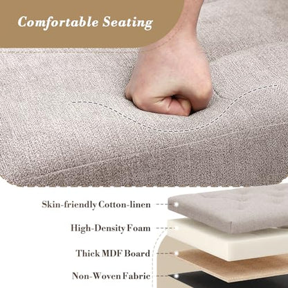 Athena Collection 30" Storage Ottoman Bench Folding Bench with 90L Hidden Storage, Large End of Bed Bench Linen Foot Rest Stool Chest with Flipping Lid for Living Room Bedroom Entryway, Sandy Beige - color: Sandy Beige, style: 30" Linen