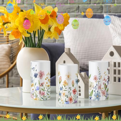 Retisee 3 Pcs Spring Wildflower Flameless Candles Battery Operated - style: Wildflower