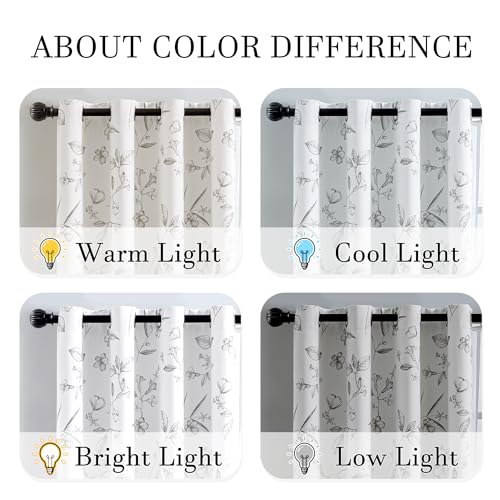 ChrisDowa 100% Grey Blackout Floral Curtains 96 Inches Long 2 Panels - color: Grey, size: 52"W x 96"L (Pack of 2)
