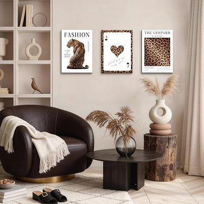 WENGTIAO 3Pcs Trendy Cheetah Poker Canvas Wall Art Prints 12"x16" - color: Trendy Cheetah, size: 12"x16"x3Pcs