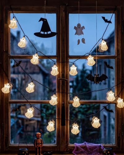 8.5FT Halloween White Ghost String Lights, Plug-in 10 LED Decor - color: Fairy Lights