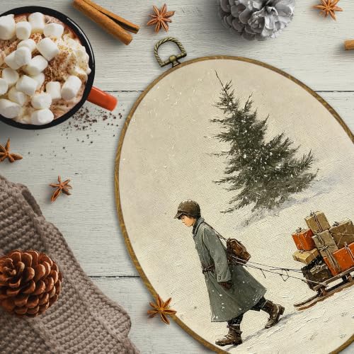CUANFDDSF Winter Boy Gift Christmas Tree Oval Wall Art Decor 8.6x11.4 Inch - color: Colour 20