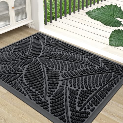 Colorxy Waterproof Front Doormat, Sturdy Natural Rubber Door Mat, 71x47 | Black, Non Slip Low Profile Indoor Outdoor Door Mat, Stain and Fade Resistant, Easy Clean for Patio Entrance - color: Black, size: 71" X 47"