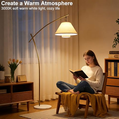 Lightdot Arc Floor Lamp for Living Room, Dimmable Modern Standing Tall Lamp - color: Linea-Gold