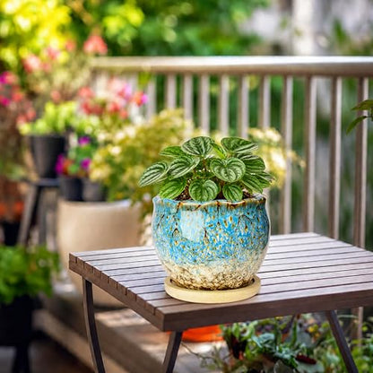 ARTKETTY Succulent Pots, 4 Inch Plant Pots with Drainage Tray - color: 4'' Colorful 1