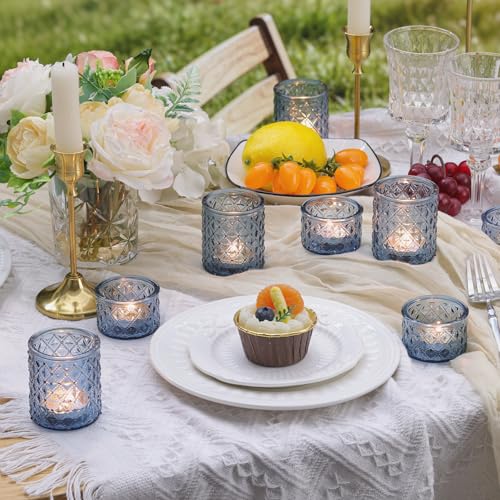 36 Pack Blue Tealight Candle Holders, Glass Votive Candle Holders - color: Blue
