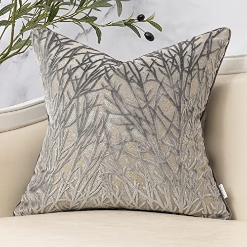 Yangest Dark Grey Twigs Throw Pillow Cover Branches Velvet Cushion Case Neutral Pillowcase for Sofa Couch Bedroom Living Room Home Decor,20x20 Inch - color: Grey, size: 20" x 20" (Pack of 1)