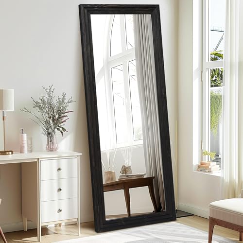 Full Length Mirror, 65 x 24 Inch Solid Wood Floor Mirror, Black - color: Black, size: 65"L x 24"W