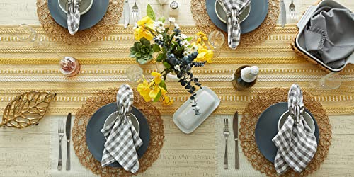 DII Braided Stripe Table Runner, 15x72 with 2.5" Fringe, Honey Gold - size: 15x72" (15x77", Fringe Included)