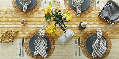 DII Farmhouse Braided Stripe Table Runner Collection, 15x72 (15x77, Fringe Included), Honey Gold (Pack of 12) - size: 15x72" (15x77", Fringe Included) (Pack of 12)