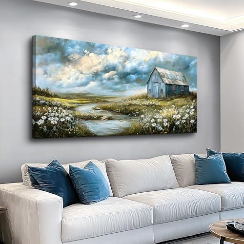 PHAOHUAXM Large Canvas Wall Decor For Living Room Wall Art For Bedroom Field Scenery Flower Watercolour Painting Office Restaurant Mural Printing Artwork Picture Ready To Hang Home Decor 30x60 In - color: Field Scenery Painting, size: 60"L x 30"W