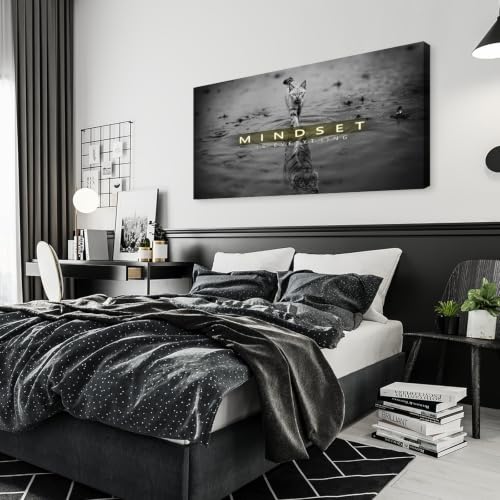 Baisuwallart Cat Tiger Reflection Canvas Wall Art Mindset Motivation Poster - color: Black, size: 40"L x 20"W