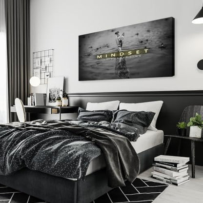 Baisuwallart Cat Tiger Reflection Canvas Wall Art Mindset Motivation Poster - color: Black, size: 40"L x 20"W
