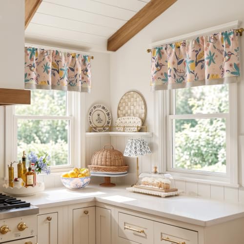 jinchan Floral Linen Window Valance Curtain, 50x18, 1 Panel, Pink - color: Averie | Blush Pink, size: 50"W x 18"L (Pack of 1)