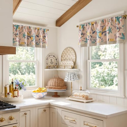 jinchan Floral Linen Window Valance Curtain, 50x18, 1 Panel, Pink - color: Averie | Blush Pink, size: 50"W x 18"L (Pack of 1)