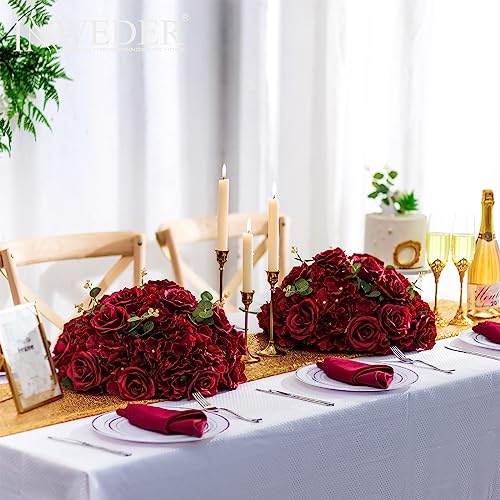Burgundy Flowers Balls for Centerpieces: 15.7in Diam, Set of 2 - color: Burgundy, size: 15.7" Diam - 2 PCS